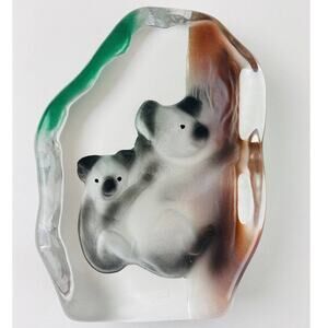 Lead Crystal Koala Paperweight Color Garanti france 6.5" No Signature Glas Press